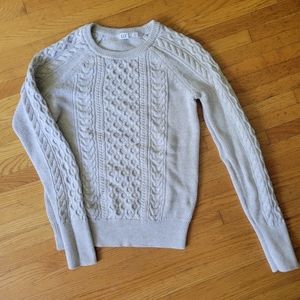 GAP light gray cable knit sweater